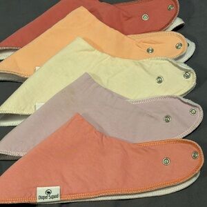 Diaper Squad Set of 6 Bibs . 100% organic Cotton. Neutral Colors